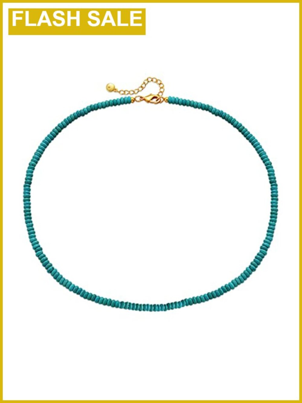 18k Gold Plated Turquoise Beaded Choker Necklace with Lobster Clasp